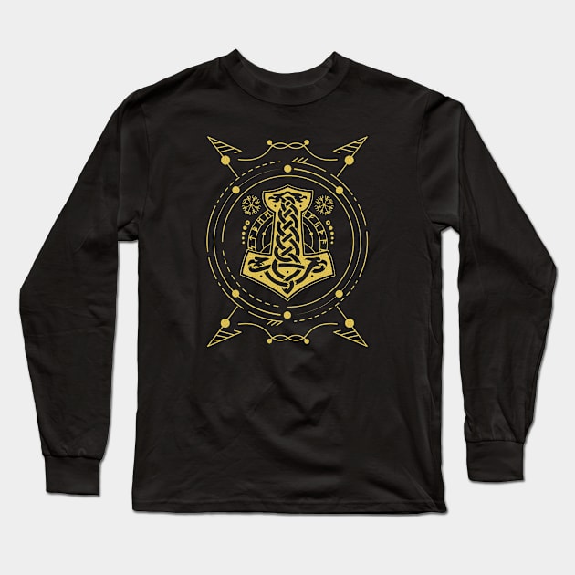 Mjolnir - The Hammer of Thor | Norse Pagan Symbol Long Sleeve T-Shirt by CelestialStudio